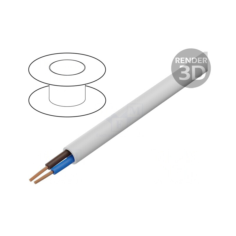 Cablu Electric Rotund PVC Alb 2x0.75mm2 | Electronic-mag.ro | Componente Electronice