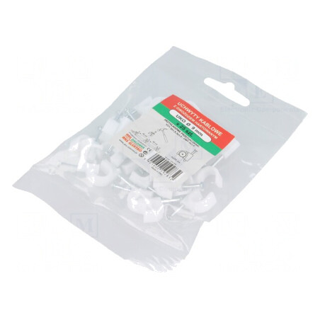 Suport alb cu cui pe cablu rotund, set 25 buc | Electronic-mag.ro | Componente Electronice