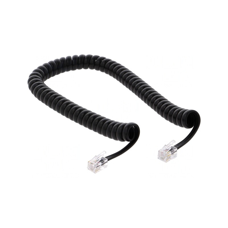 Cablu telefon spiralat împletit negru 2m | Electronic-mag.ro | Componente Electronice