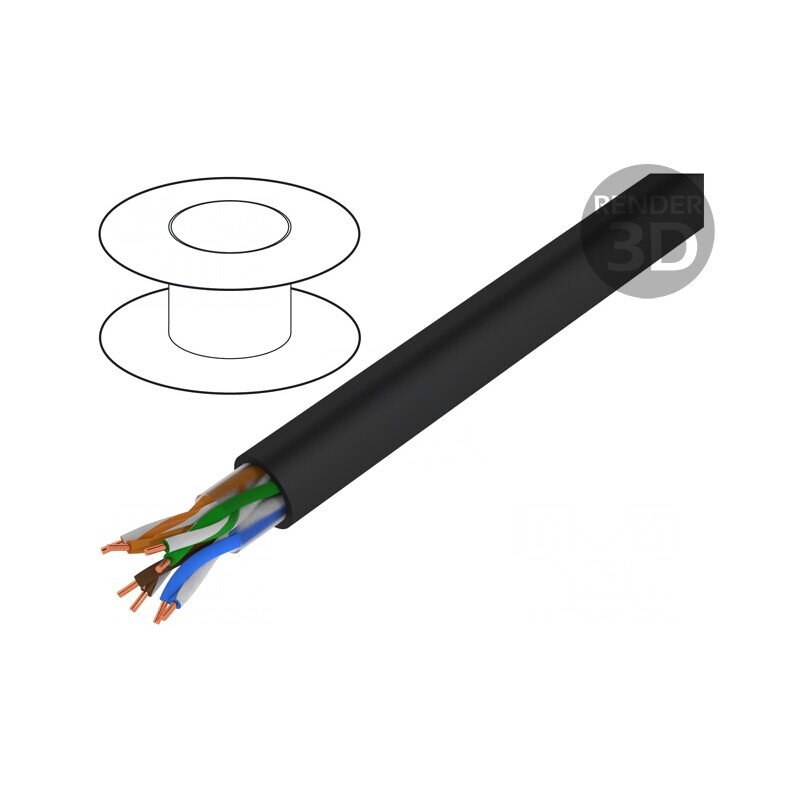 Cablu de Rețea U/UTP Cat5e 24AWG Cu PE Negru 6.2mm | Electronic-mag.ro | Componente Electronice