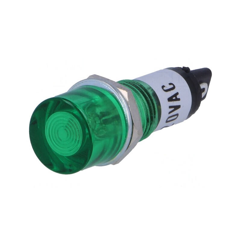 Lampă de control verde cu neon Ø10mm 230VAC IP20 | Electronic-mag.ro | Componente Electronice