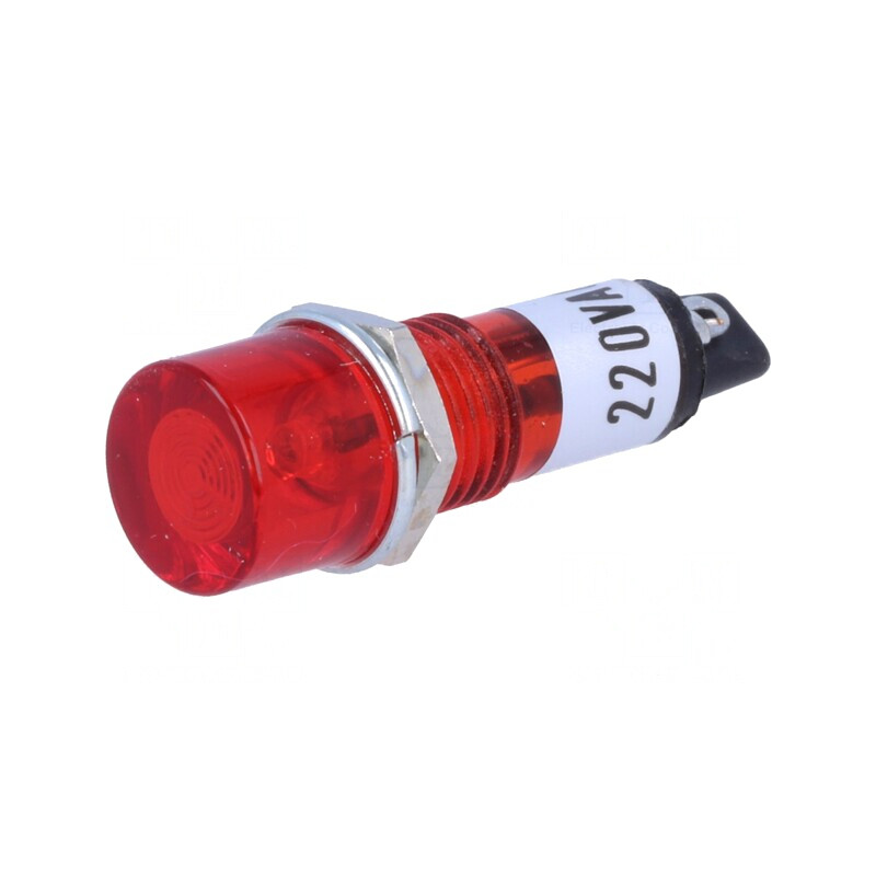 Lampă de Control cu Neon Roșu 230V Ø10mm IP20 | Electronic-mag.ro | Componente Electronice