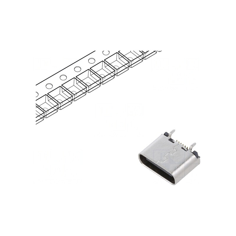 Soclu USB C Vertical Top Mount 5A USB 2.0 | Electronic-mag.ro | Componente Electronice