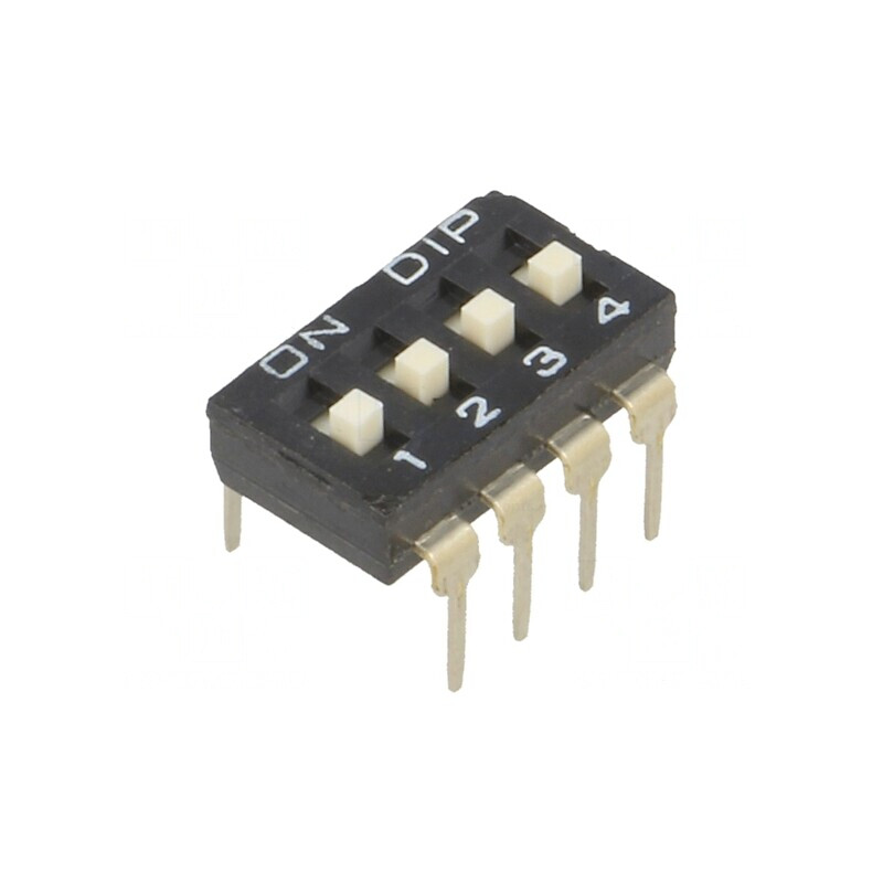 Comutator DIP-SWITCH 4 Secțiuni ON-OFF 24V THT | Electronic-mag.ro | Componente Electronice