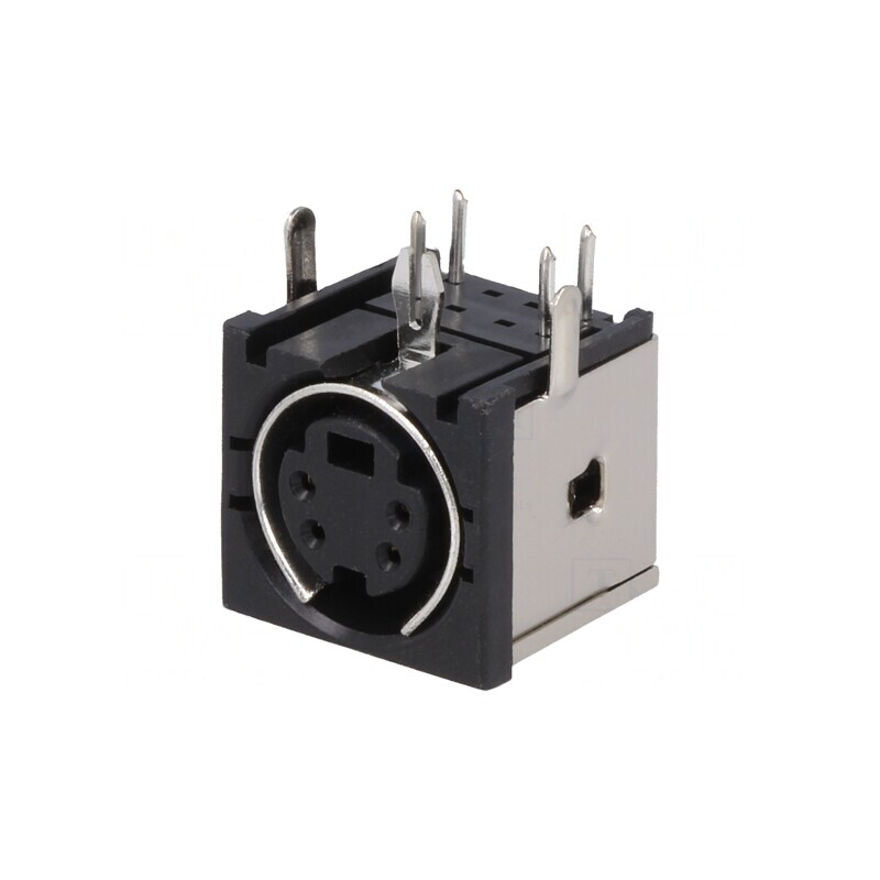 Soclu DIN mini mamă 4 pini unghi 90° | Electronic-mag.ro | Componente Electronice
