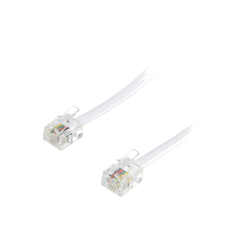 Cablu telefon RJ11, 2m, alb | Electronic-mag.ro | Componente Electronice
