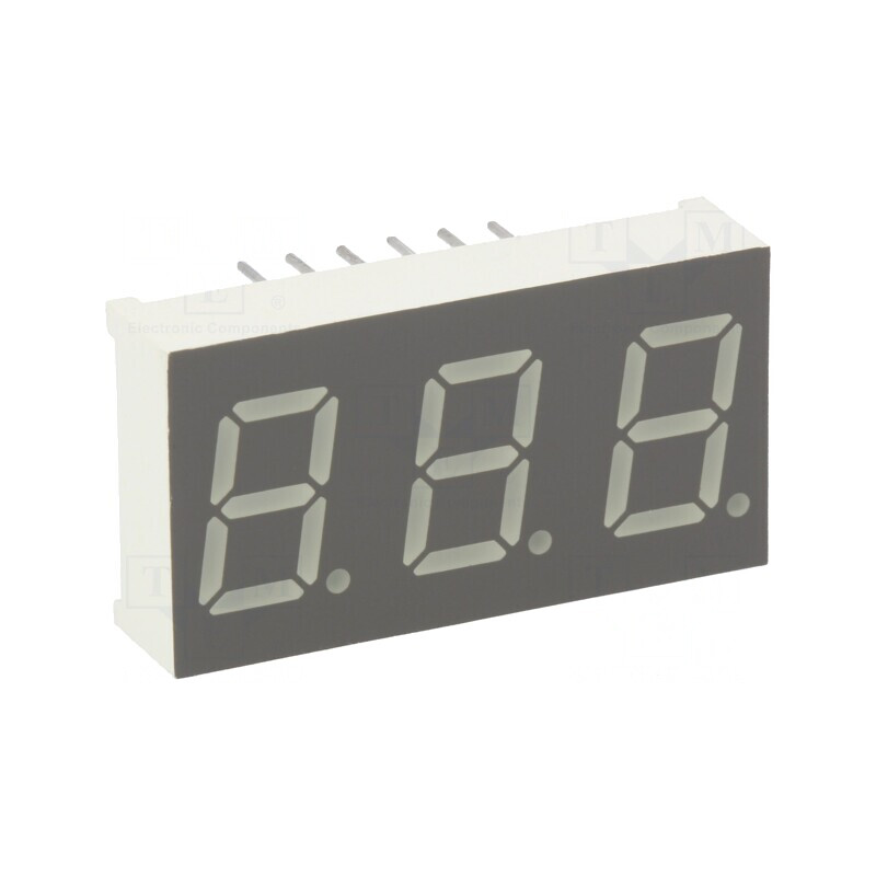 Afişaj LED 7 Segmente 10.2mm Galben-Verde 3 Cifre | Electronic-mag.ro | Componente Electronice