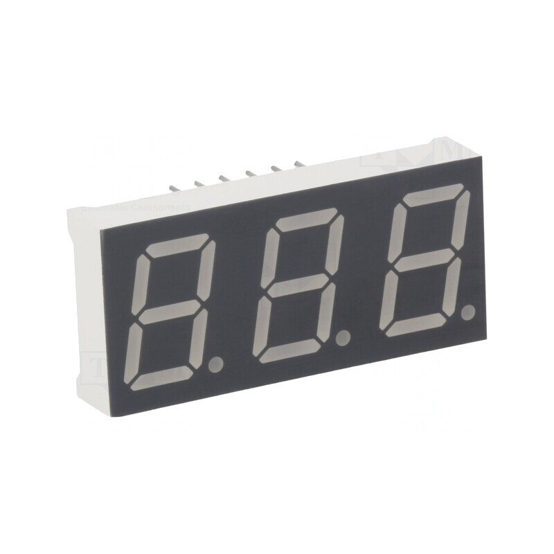 Afișaj LED 7 Segmente 13,2mm 3 Cifre Roșu Catod | Electronic-mag.ro | Componente Electronice