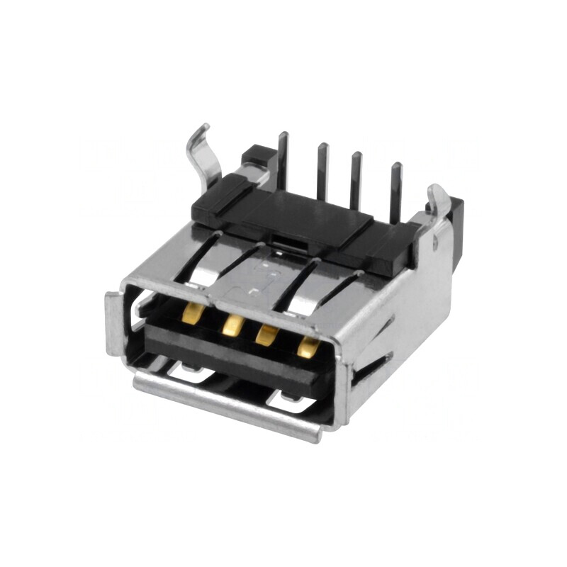 Soclu USB A PCB THT 4 PIN 90° USB 2.0 Aurit | Electronic-mag.ro | Componente Electronice