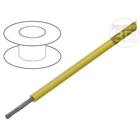 Cablu HookUp Wire litat Cu 26AWG PTFE galben 600V 305m - Cablu HookUp Wire litat galben 26AWG 305m | Electronic-mag.ro | Compone