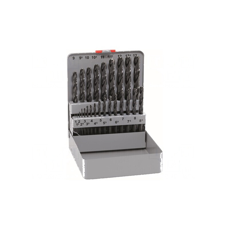 Set de burghie HSS pentru metal - cutie metalică 25 buc. | Electronic-mag.ro | Componente Electronice
