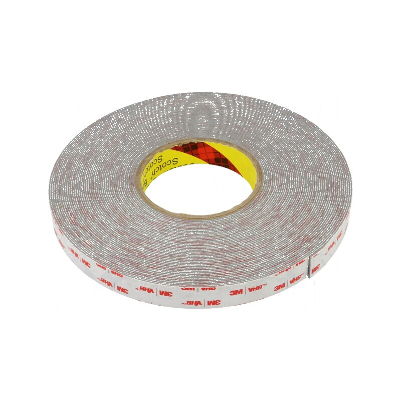 Bandă de fixare acril gri 19mm x 20m | Electronic-mag.ro | Componente Electronice