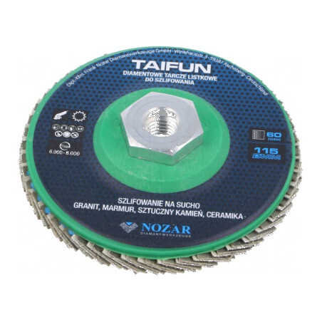Disc de şlefuit cu lambouri 115mm Granularitate: 60 TAIFUN - Disc de şlefuit cu lambouri TAIFUN | Electronic-mag.ro | Componente