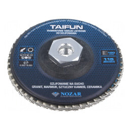 Disc de şlefuit cu lambouri 115mm Granularitate: 120 TAIFUN - Disc de şlefuit cu lambouri 115mm TAIFUN | Electronic-mag.ro | Com