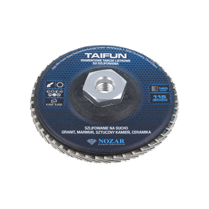 Disc de şlefuit cu lambouri 115mm Granularitate: 120 TAIFUN - Disc de şlefuit cu lambouri 115mm TAIFUN | Electronic-mag.ro | Com