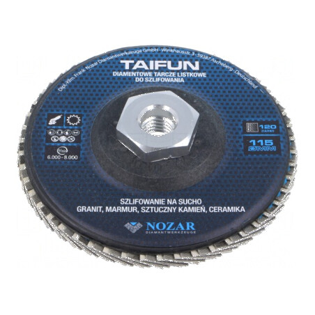Disc de şlefuit cu lambouri 115mm Granularitate: 120 TAIFUN - Disc de şlefuit cu lambouri 115mm TAIFUN | Electronic-mag.ro | Com
