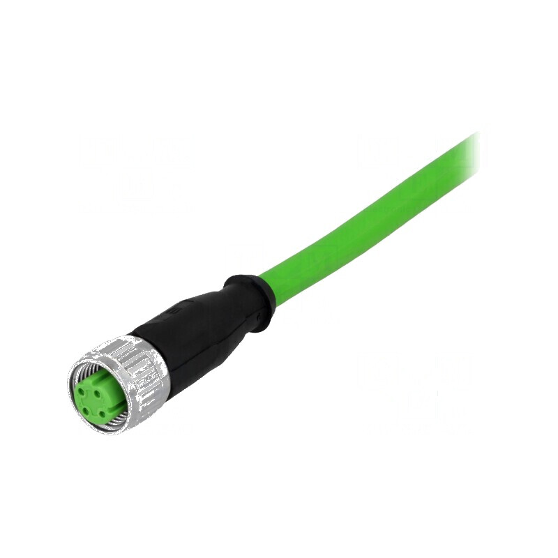 Conector: M12 mufă PIN: 4 mamă cod D-Ethernet 5m - Cablu de rețea Ethernet M12 4 pini, lungime 5m | Electronic-mag.ro | Componen