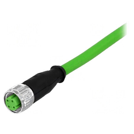 Conector: M12 mufă PIN: 4 mamă cod D-Ethernet 5m - Cablu de rețea Ethernet M12 4 pini, lungime 5m | Electronic-mag.ro | Componen