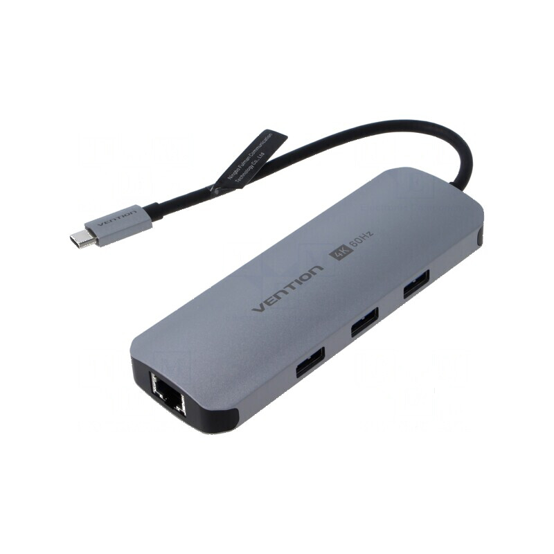 Hub USB USB 3.0 PnP gri Număr porturi: 8 0,15m Culoare: negru - Hub USB 3.0 gri cu 8 porturi - negru | Electronic-mag.ro | Compo