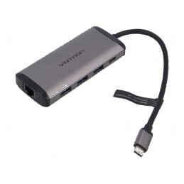 Hub USB USB 3.0 gri Număr porturi: 8 0,15m Placare: nichelat - Hub USB 3.0 cu 8 porturi, gri | Electronic-mag.ro | Componente El