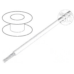 Cablu HookUp Wire litat Cu 26AWG PTFE alb 250V 30,5m 100ft - Cablu electric litat alb 26AWG PTFE 30,5m | Electronic-mag.ro | Com