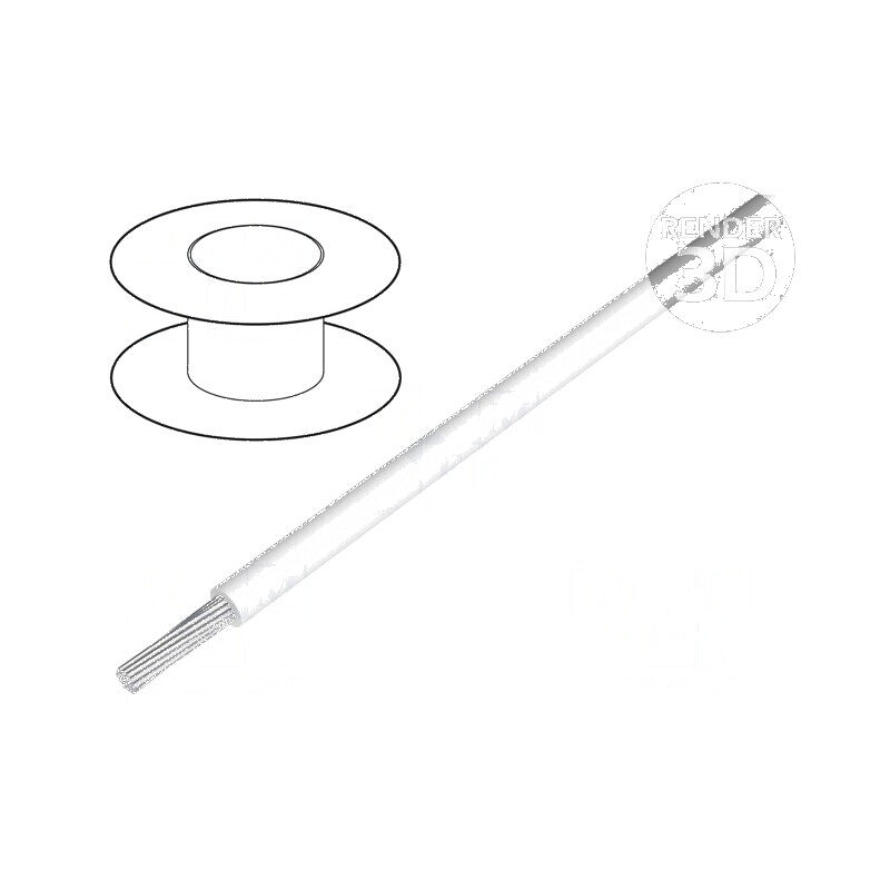 Cablu HookUp Wire litat Cu 26AWG PTFE alb 250V 30,5m 100ft - Cablu electric litat alb 26AWG PTFE 30,5m | Electronic-mag.ro | Com