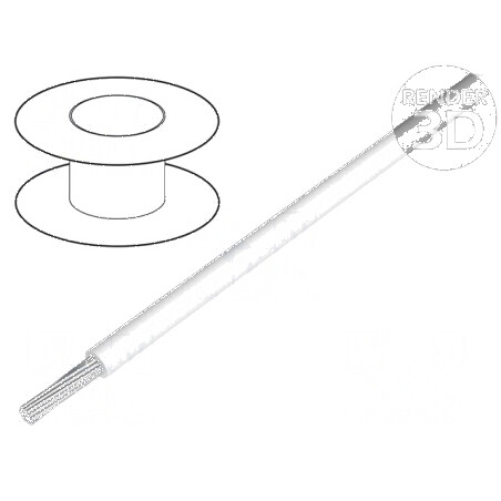 Cablu HookUp Wire litat Cu 26AWG PTFE alb 250V 30,5m 100ft - Cablu electric litat alb 26AWG PTFE 30,5m | Electronic-mag.ro | Com