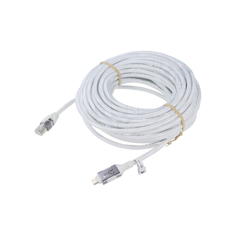 Cablu USB 3.1 RJ45 mufă, USB C mufă nichelat 15m alb F/UTP - Cablu de internet USB-C 15m alb | Electronic-mag.ro | Componente El