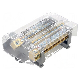 Bloc de distribuție cu 4 piste și 36 borne, gri 160A | Electronic-mag.ro | Componente Electronice