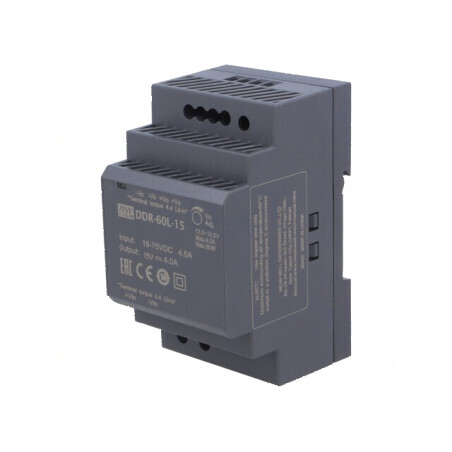 Convertor DC/DC 60W 15VDC 4A pentru șină DIN DDR | Electronic-mag.ro | Componente Electronice