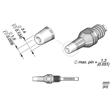 Vârf pentru ciocane de dezlipit 3,4x1,5mm | Electronic-mag.ro | Componente Electronice