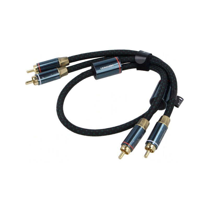 Cablu RCA mufă x2, 0,5m - Aurit Negru | Electronic-mag.ro | Componente Electronice