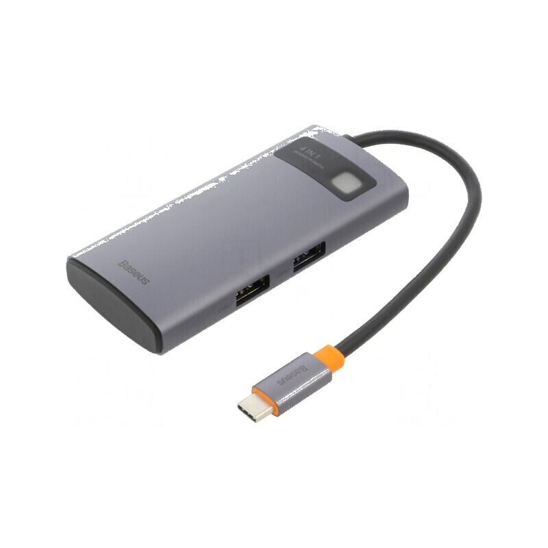 Hub USB HDMI soclu, USB A soclu x2, USB C soclu gri 0,18m - Hub USB HDMI cu soclu USB A x2 și USB C, 0,18m | Electronic-mag.ro |
