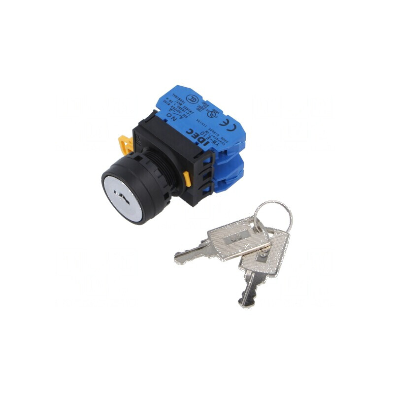Comutator rotativ cu cheie 22mm 2 pozitii stabile 2NO x2 neagra - Comutator rotativ cu cheie 22mm 2 pozitii stabile 2NO x2 neagr