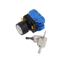 Comutator rotativ cu cheie 22mm 3 pozitii stabile negru - Comutator rotativ cu cheie 22mm | Electronic-mag.ro | Componente Elect