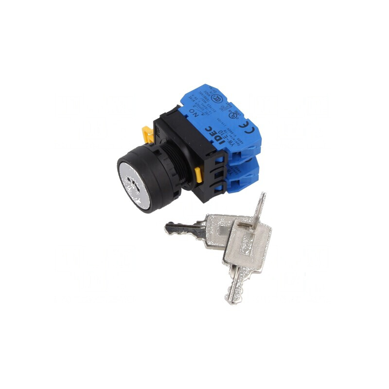 Comutator rotativ cu cheie 22mm 3 pozitii stabile negru - Comutator rotativ cu cheie 22mm | Electronic-mag.ro | Componente Elect