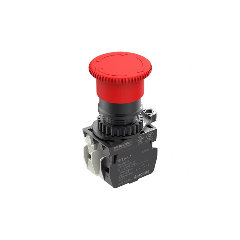 Comutator de siguranță 22mm cu 2 poziții și 2 contacte NC, culoare roșie | Electronic-mag.ro | Componente Electronice