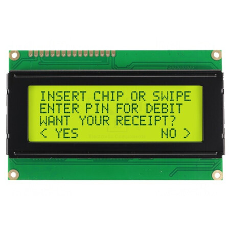Afişaj LCD alfanumeric galben-verde 20x4 LED | Electronic-mag.ro | Componente Electronice