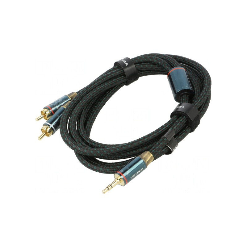Cablu audio RCA 3.5mm 2m aurit negru | Electronic-mag.ro | Componente Electronice