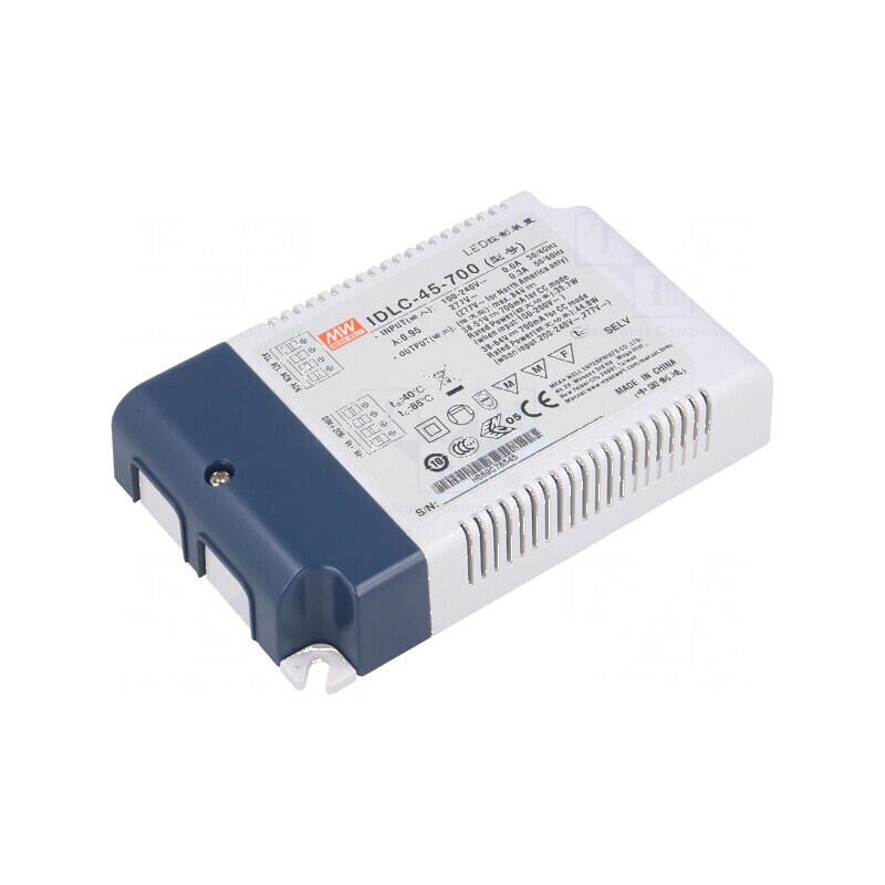 Alimentator LED 45W 38-64VDC 700mA 90-295VAC IP20 | Electronic-mag.ro | Componente Electronice