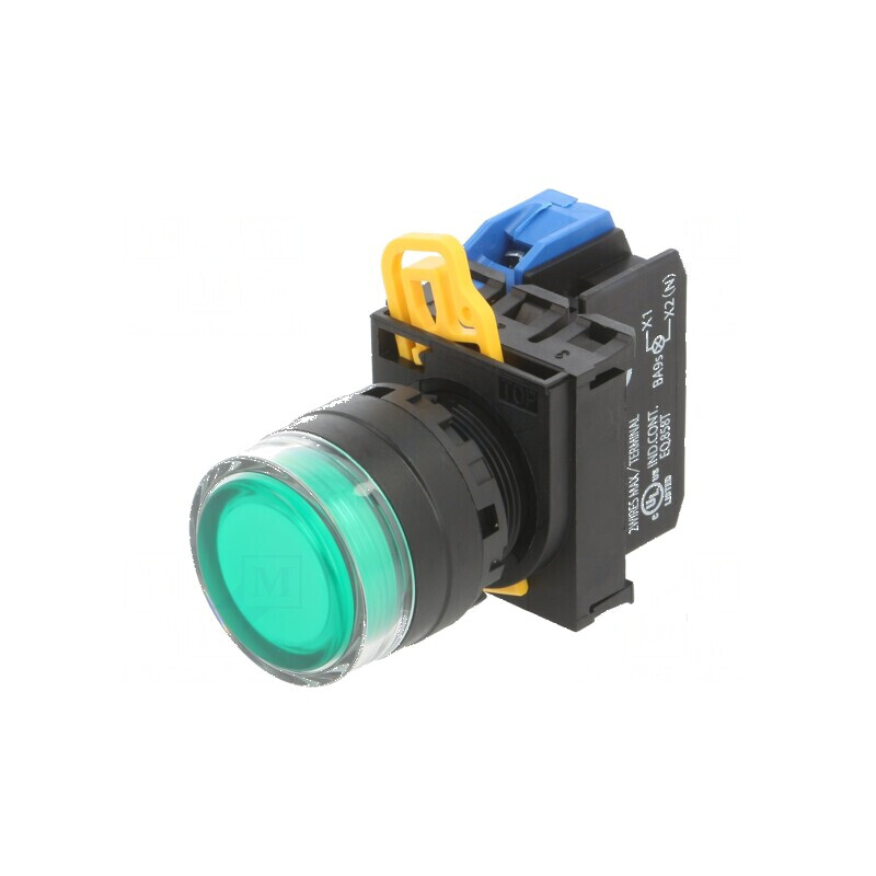 Comutator acționat prin apăsare verde 22mm, 2 POZIții stabile NO - Comutator verde acționat prin apăsare 22mm | Electronic-mag.r