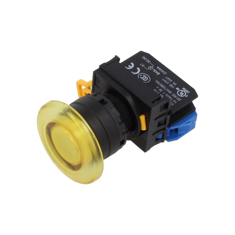 Comutator acţionat prin apăsare 22mm - Galben - 2 POZIŢII - Produs de comutare prin apăsare | Electronic-mag.ro | Componente Ele