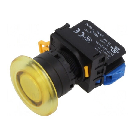 Comutator acţionat prin apăsare 22mm - Galben - 2 POZIŢII - Produs de comutare prin apăsare | Electronic-mag.ro | Componente Ele