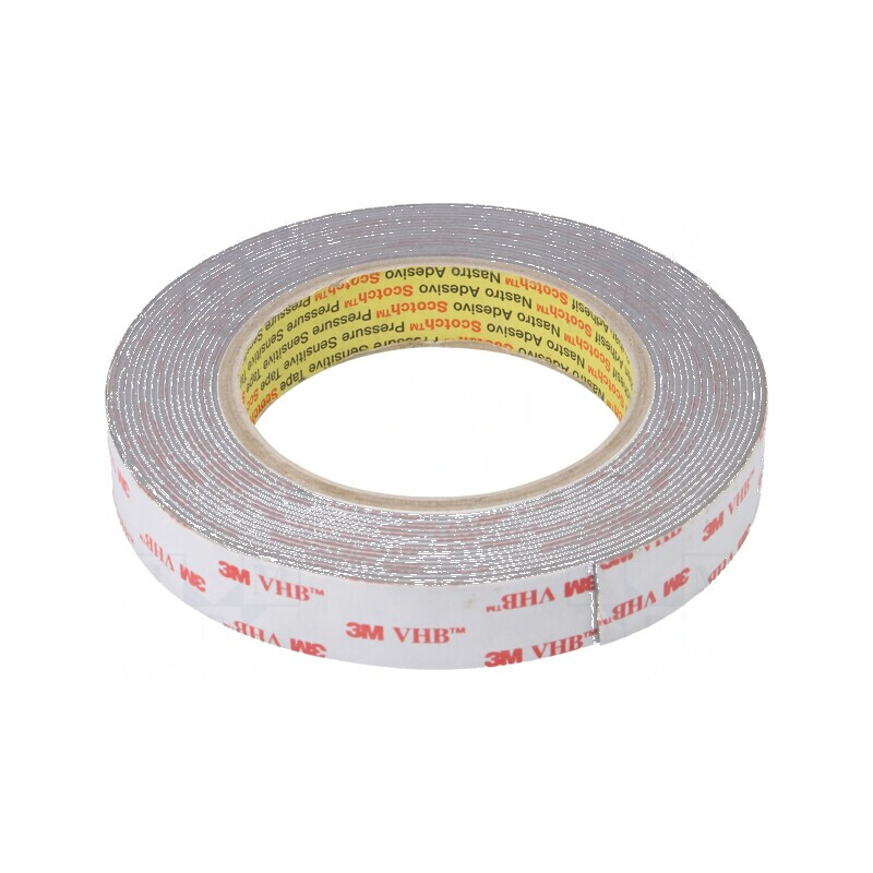 Bandă de fixare acril gri 19mm x 5m | Electronic-mag.ro | Componente Electronice