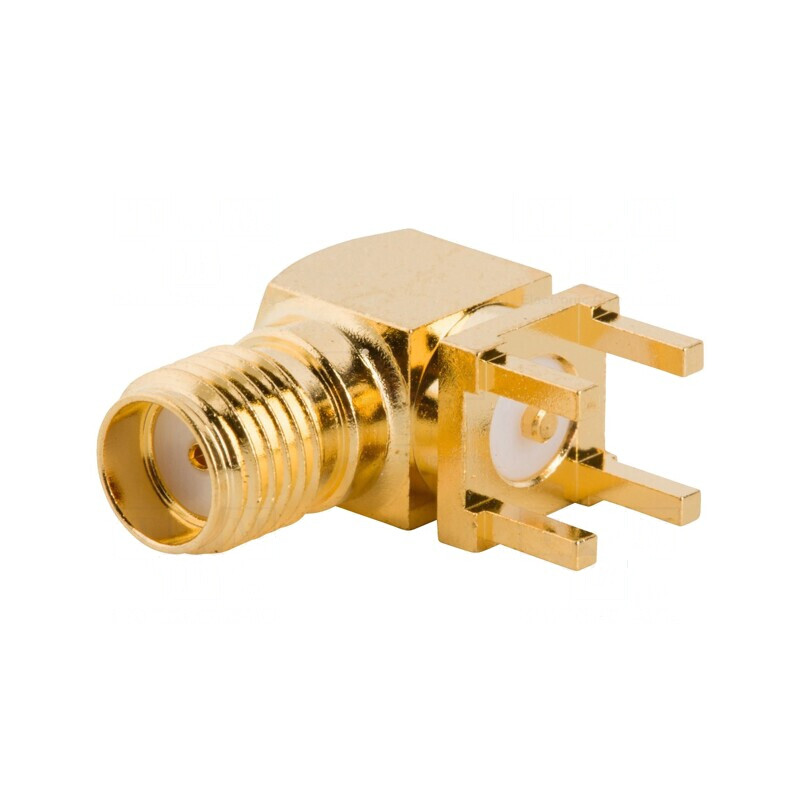 Conector SMA mufă mamă unghi 90° THT PTFE | Electronic-mag.ro | Componente Electronice