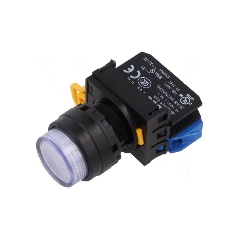 Comutator acţionat prin apăsare 22mm alb - 1 NO - Comutator de acţionare prin apăsare 22mm alb | Electronic-mag.ro | Componente 
