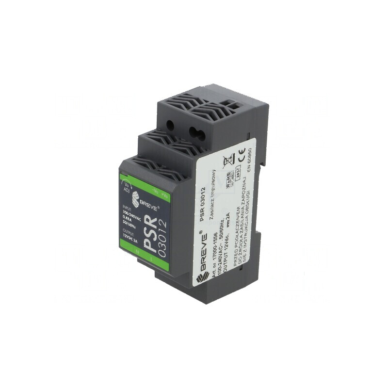 Alimentator pulsatoriu pentru şină DIN 24W 12VDC 2A IP20 - Alimentator pulsatoriu 12VDC 2A IP20 | Electronic-mag.ro | Componente