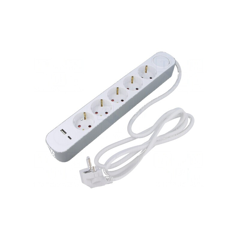 Prelungitor alimentare 3 prize PVC alb 5m | Electronic-mag.ro | Componente Electronice
