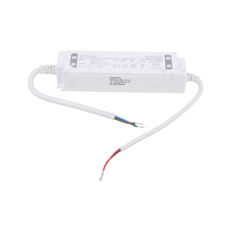 Alimentator LED 40W 24VDC 1,66A IP67 | Electronic-mag.ro | Componente Electronice