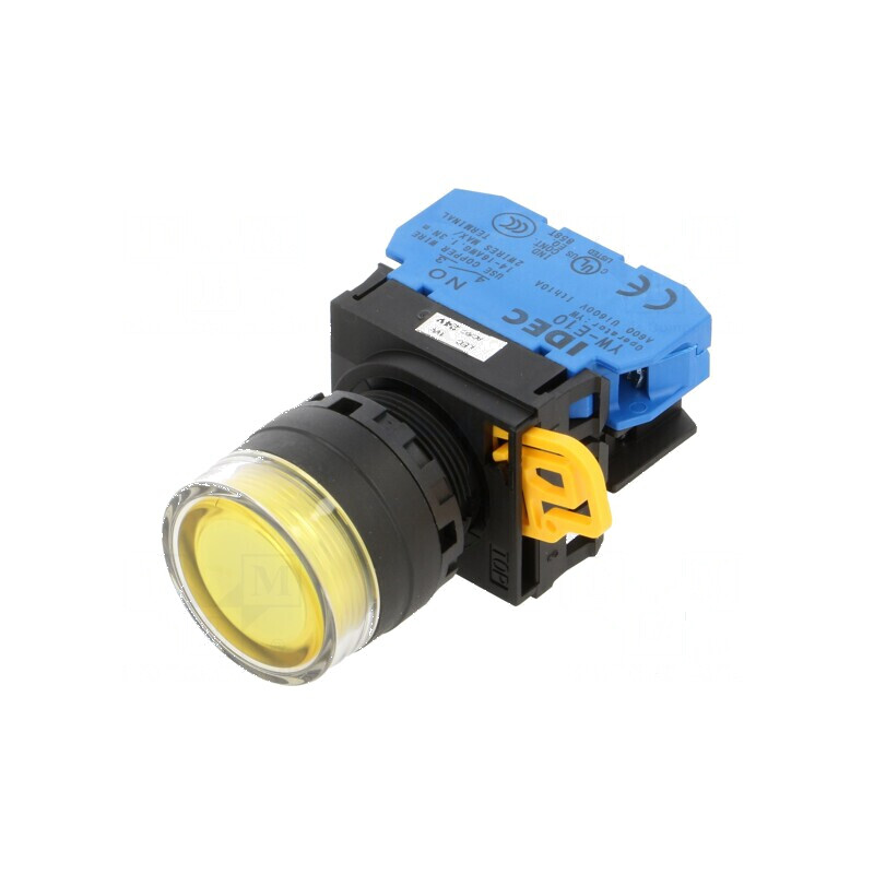 Comutator acţionat prin apăsare 22mm galben | Electronic-mag.ro | Componente Electronice